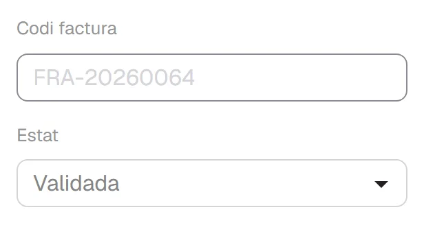 Pantalla d’una factura emesa a Cenobify, amb les línies agrupades sota el codi i la data de cada albarà.