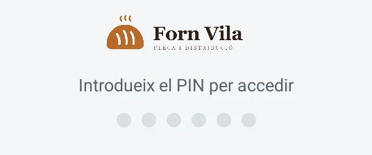 Pantalla d’entrada de l’aplicació de tauleta, amb el teclat numèric per al PIN.